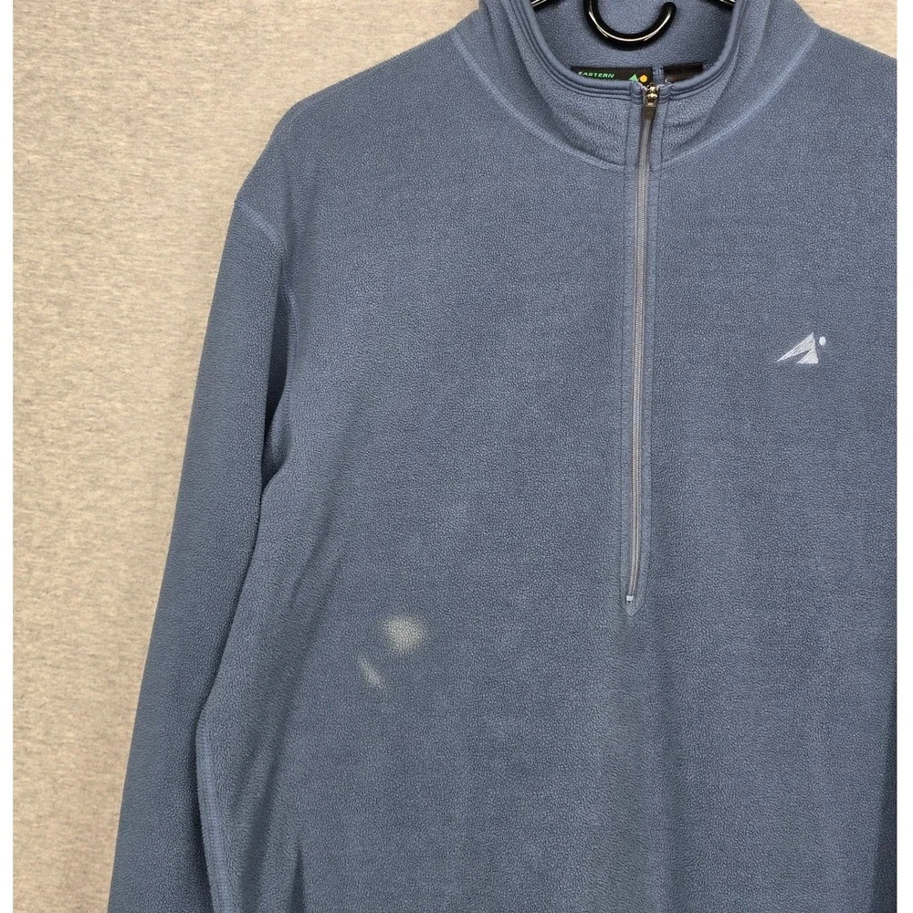 EMS Men Large Blue 1/4 Zip Fleece Pullover Made in Canada Eastern Mountain Sport